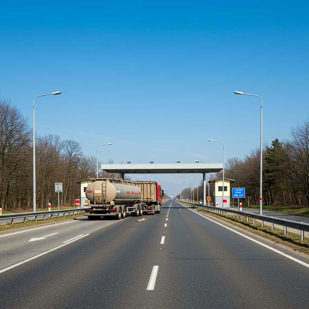 TIR z pelletem drzewnym ENplus A1 przejeżdżający przez przejście graniczne Polska-Czechy