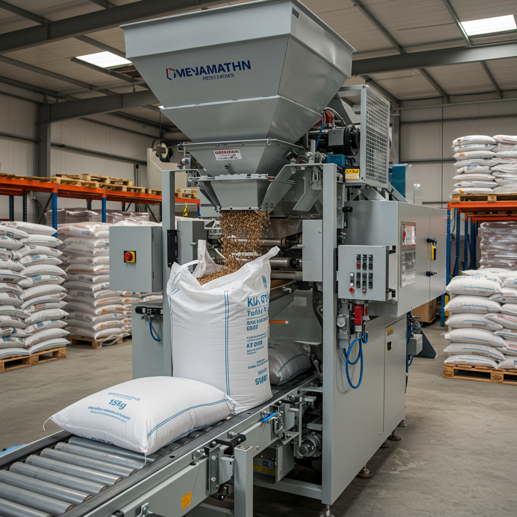 Magazyn sprzedaży pelletu z paletami worków i autocysterną przy rampie załadunkowej