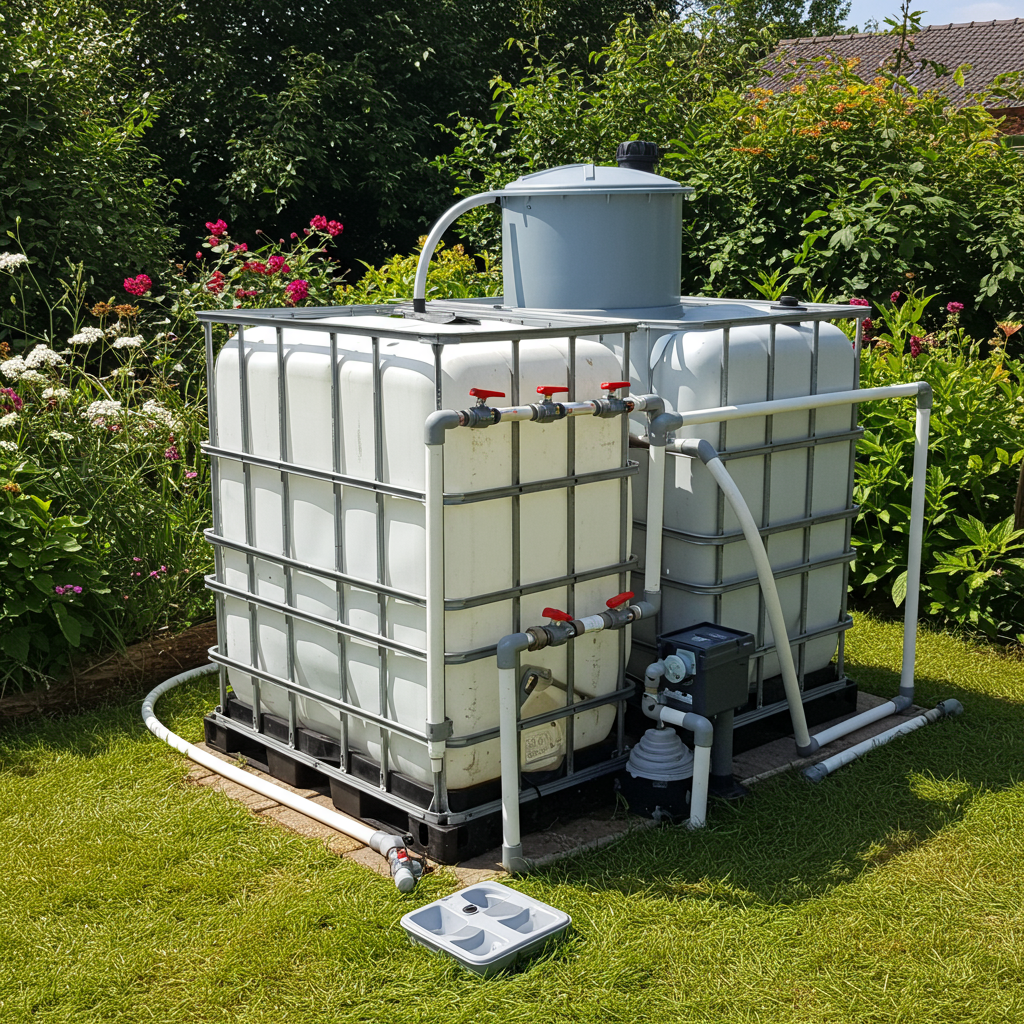 Mały fermentor biogazowy HomeBiogas zainstalowany w ogrodzie domu jednorodzinnego przy kompostowniku